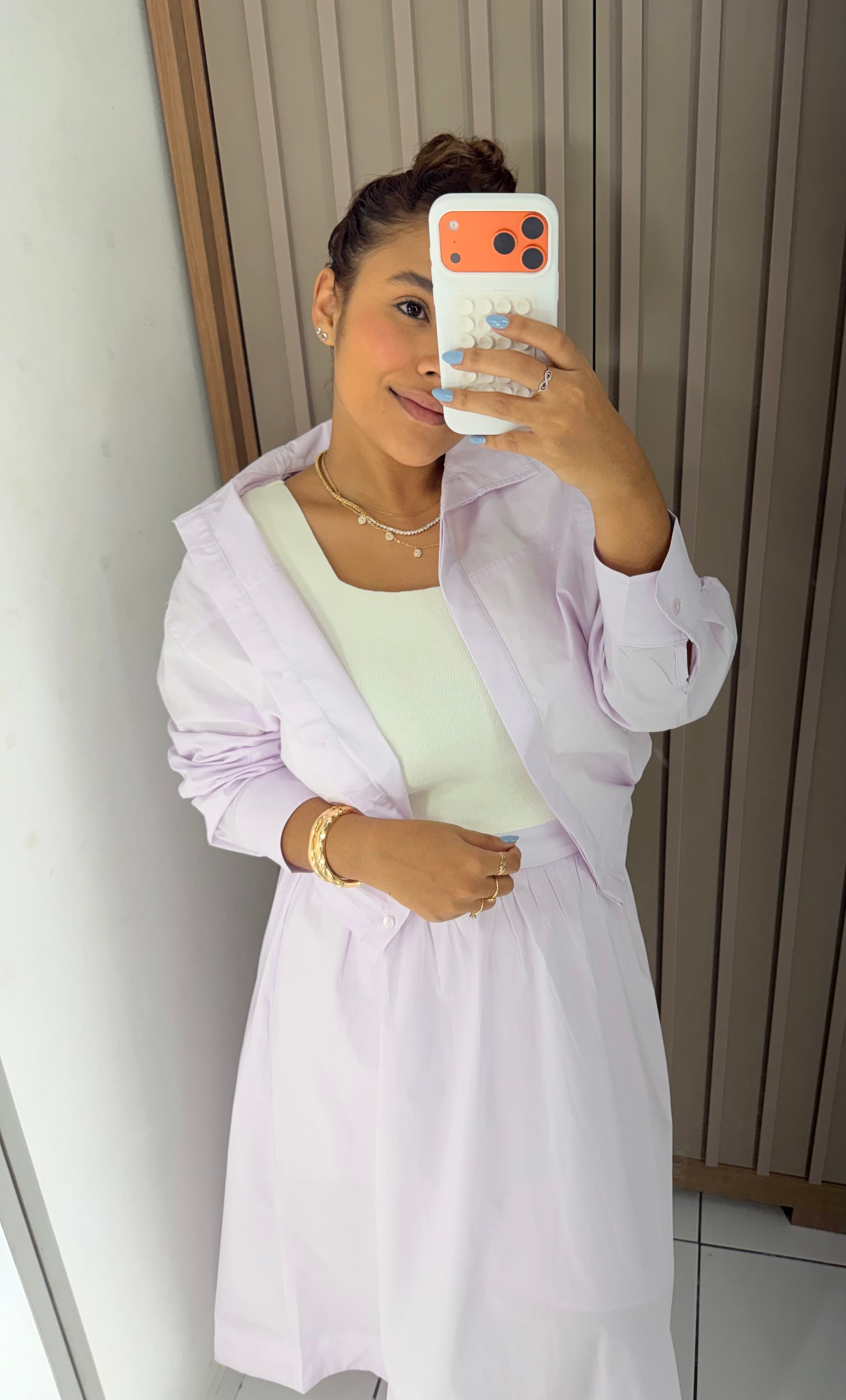 Camisa em Tricoline Gola Alta